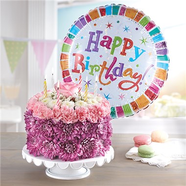 Birthday Wishes Flower Cake &trade;  Pastel